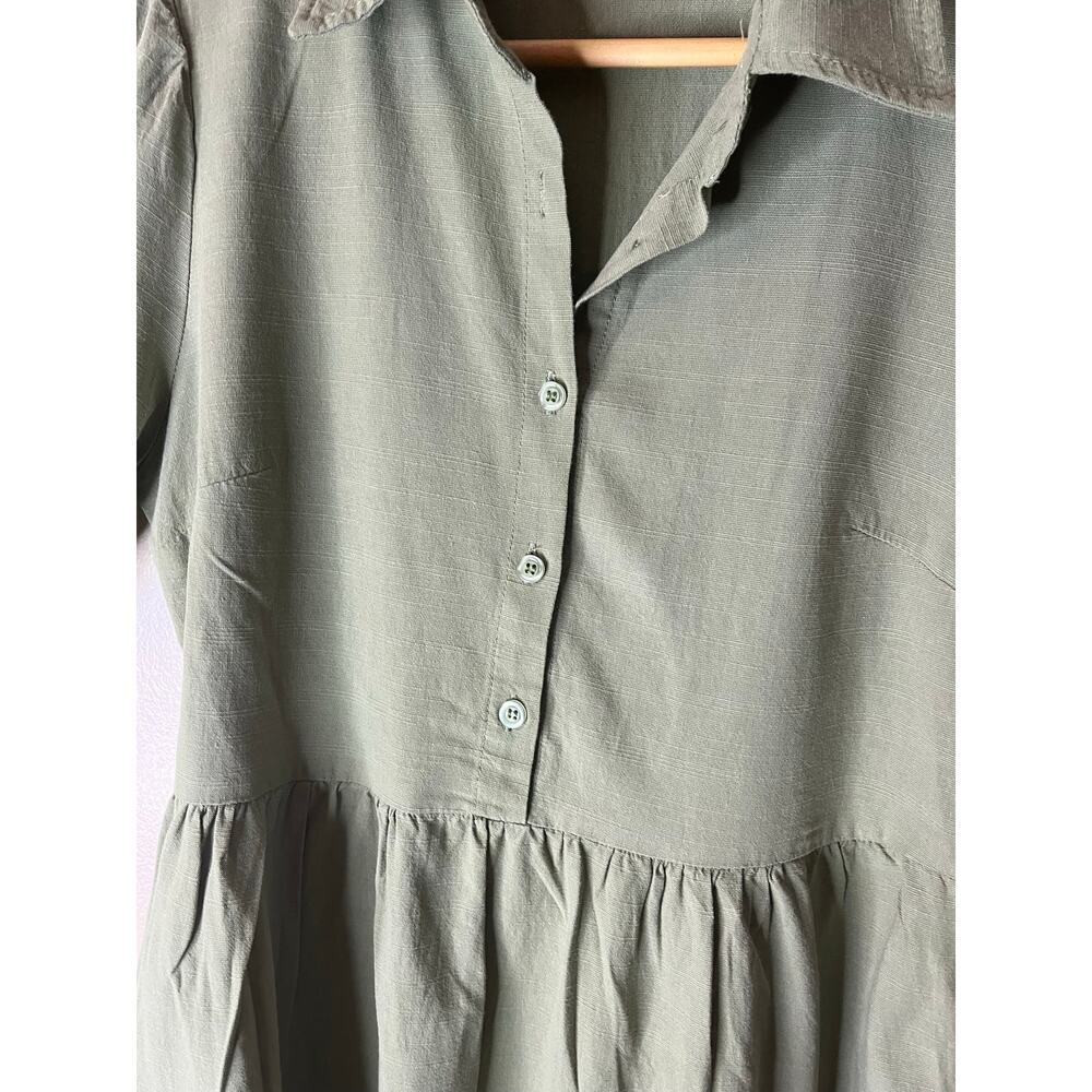 Milkmaid Cottagecore Prairie Short Sleeve Shirt Dress  Green Size S - Picture 5 of 8